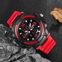 ohsen digital quartz men watches stopwatch led dual time red silicone wrist watch diving military alarm clock relogio masculino