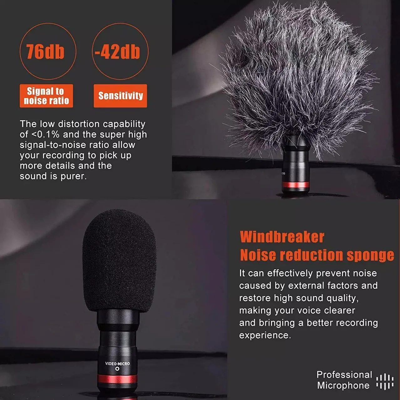 

Universal Video Microphone with Shock Mount, Deadcat Windscreen, for Smartphones, DSLR Cameras, Camcorders- Shotgun Microphone