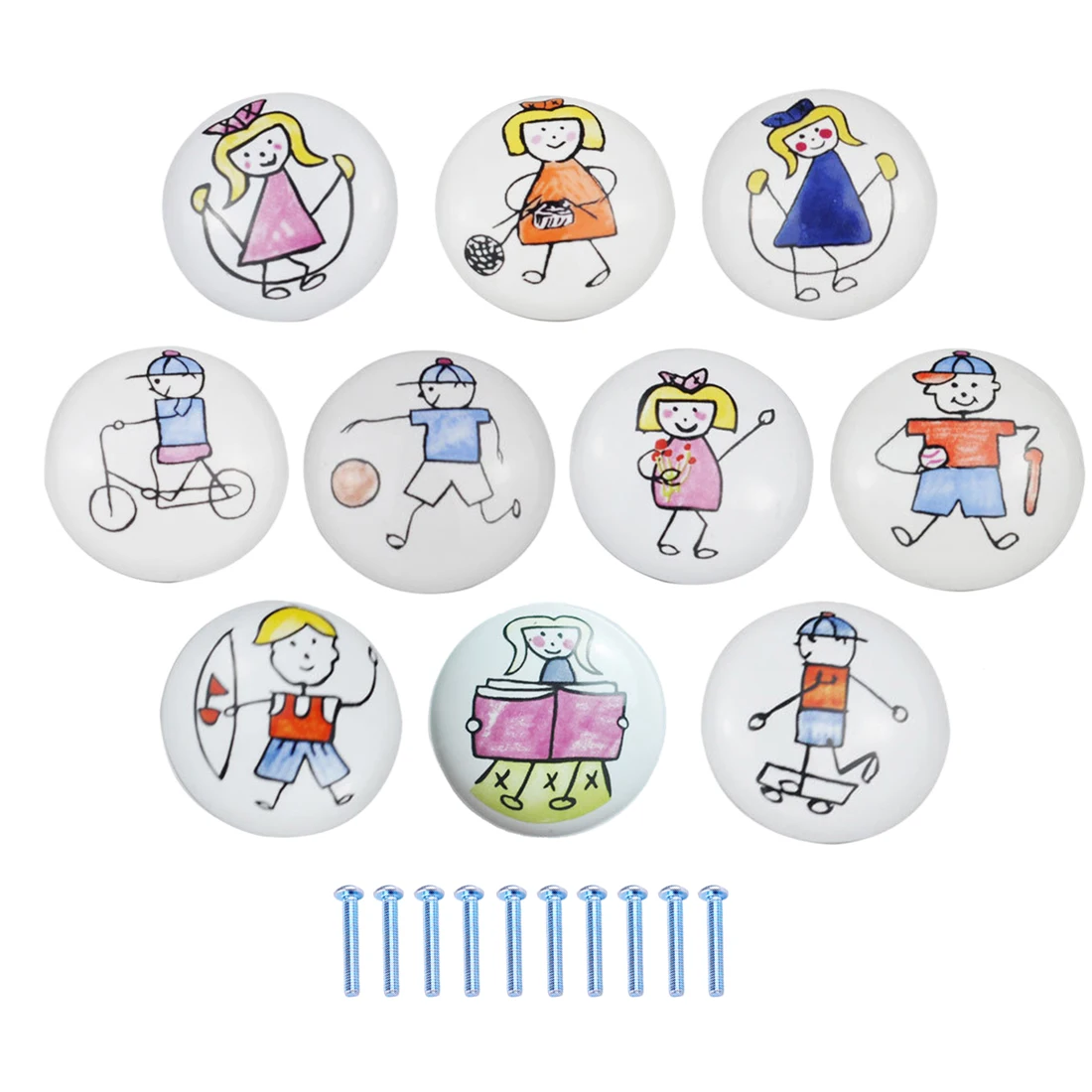 10 шт. мультяшная круглая ручка с одним отверстием керамический шкаф дверная