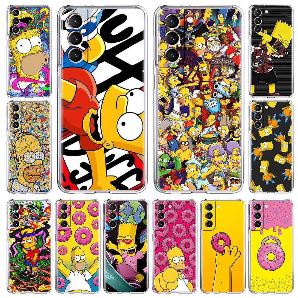 Clear Case For Samsung Galaxy S20 FE S21 Ultra S10 Plus Note 10 Lite Transparent Soft Cover Cartoon Homer Simpsons TPU Housing