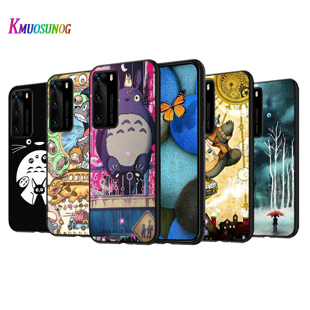 

Cartoon Studio Ghibli Totoro Silicone Cover For Huawei P50 P40 P30 P20 Pro P10 P9 F8 Lite E Plus 2016 5G Black TPU Phone Case