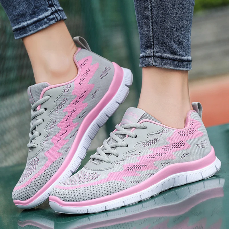 

2021 Women Flat Shoes Women For Sneakers Breathable Shoes Women Casual Mesh Comfortable Sneakers Ladies Lightweight Ladies Shoes