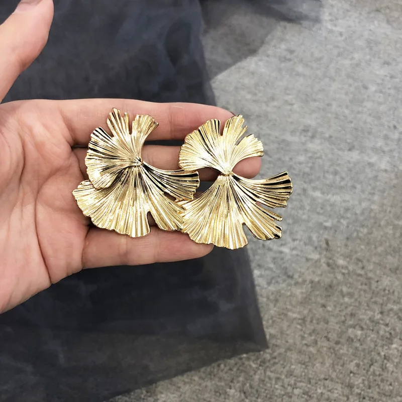 Висячие серьги Ginkgo в виде листьев металлическое растение Золотой винтажный