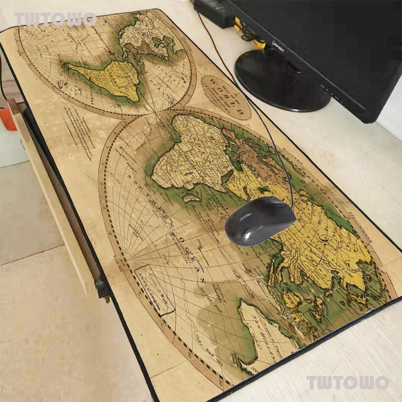 

Big Mousepad Old World Map Laptop Rubber Mice Pad Illuminate Desktop Mats With Sewn Edges For Gamer Gaming