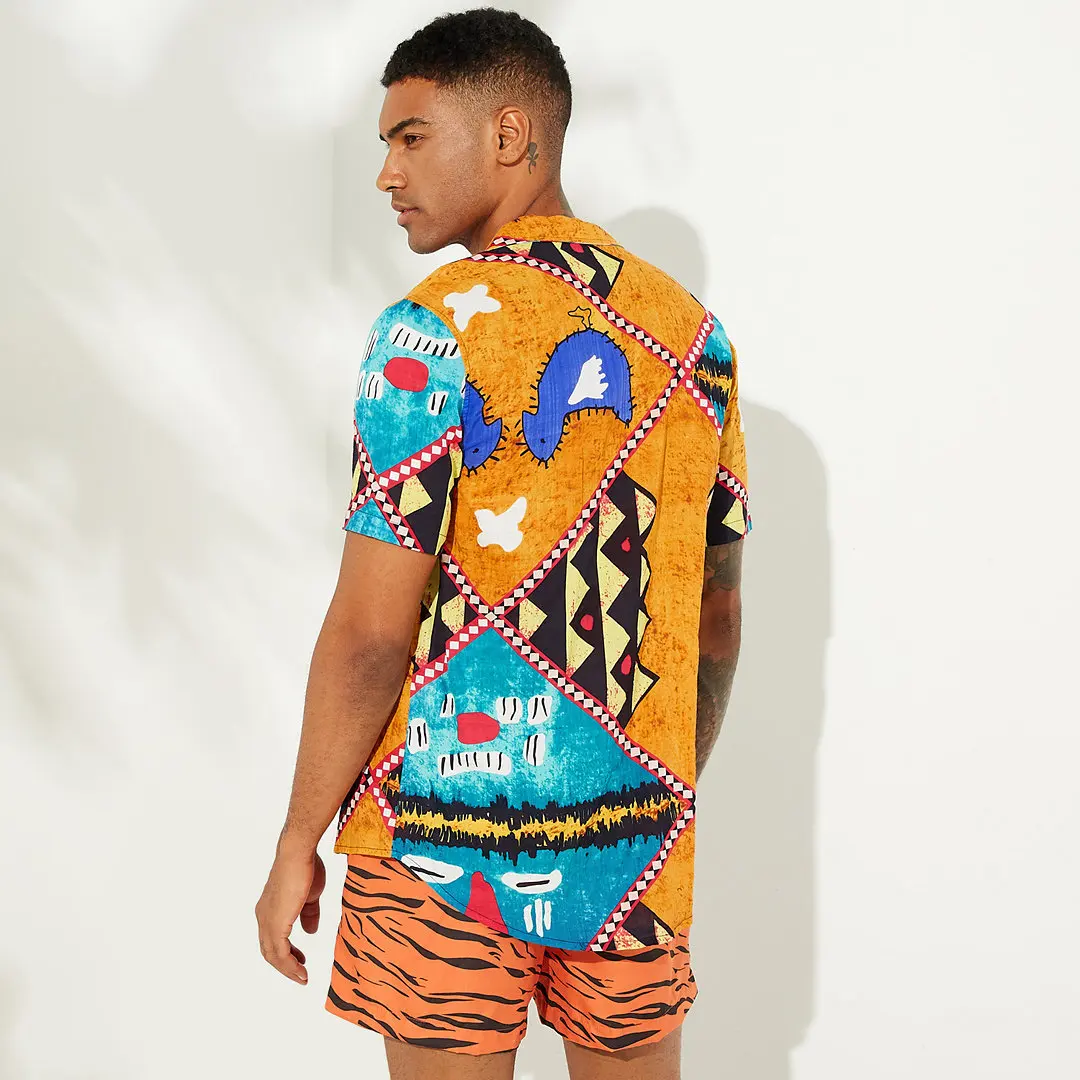 

Hawaiian Print Shirts Men Tropical Plant Leaf Color Men Fashion 2020 Vintage Tops Casual Fashion Clothes 2020 White