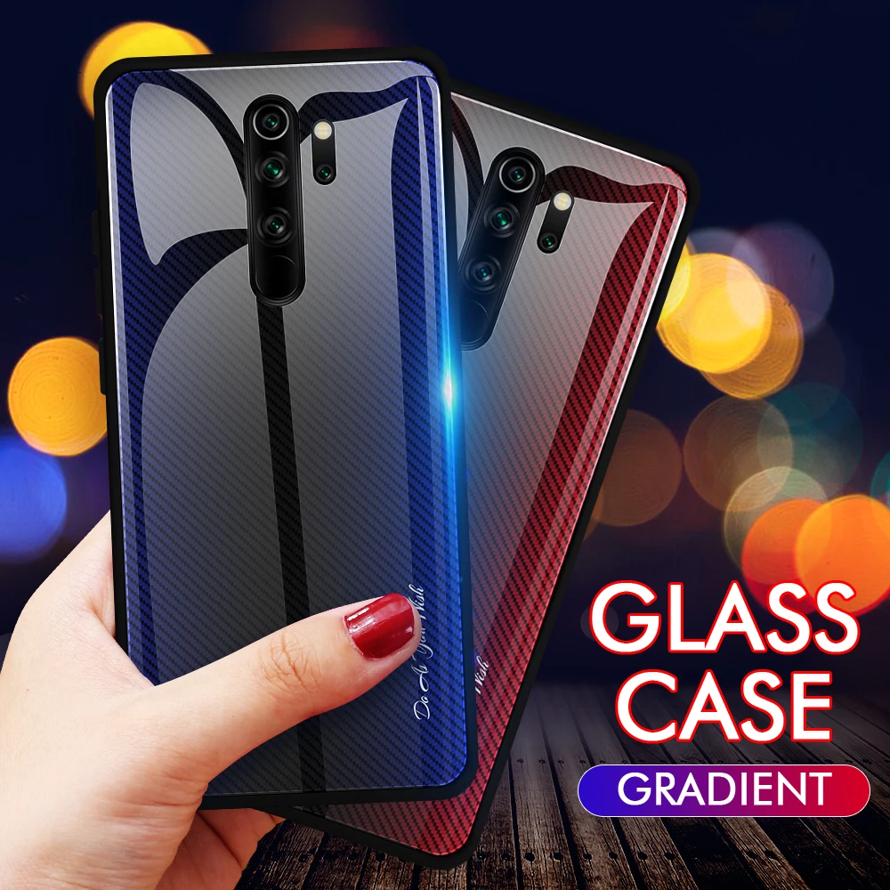 Чехол из закаленного стекла с градиентными зеркальными полосками для Xiaomi Redmi Note 5