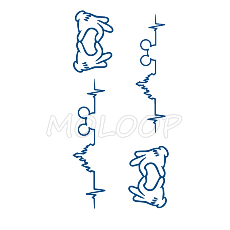 Сок татуировки Стикеры ЭКГ сердцебиения узор Водонепроницаемый временный