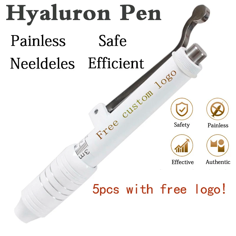 

5pcs Free logo No-Needle Mesotherapy acid gun atomizer hyaluronic pen lip filler injector Anti-wrinkle Noninvasive Nebulizer