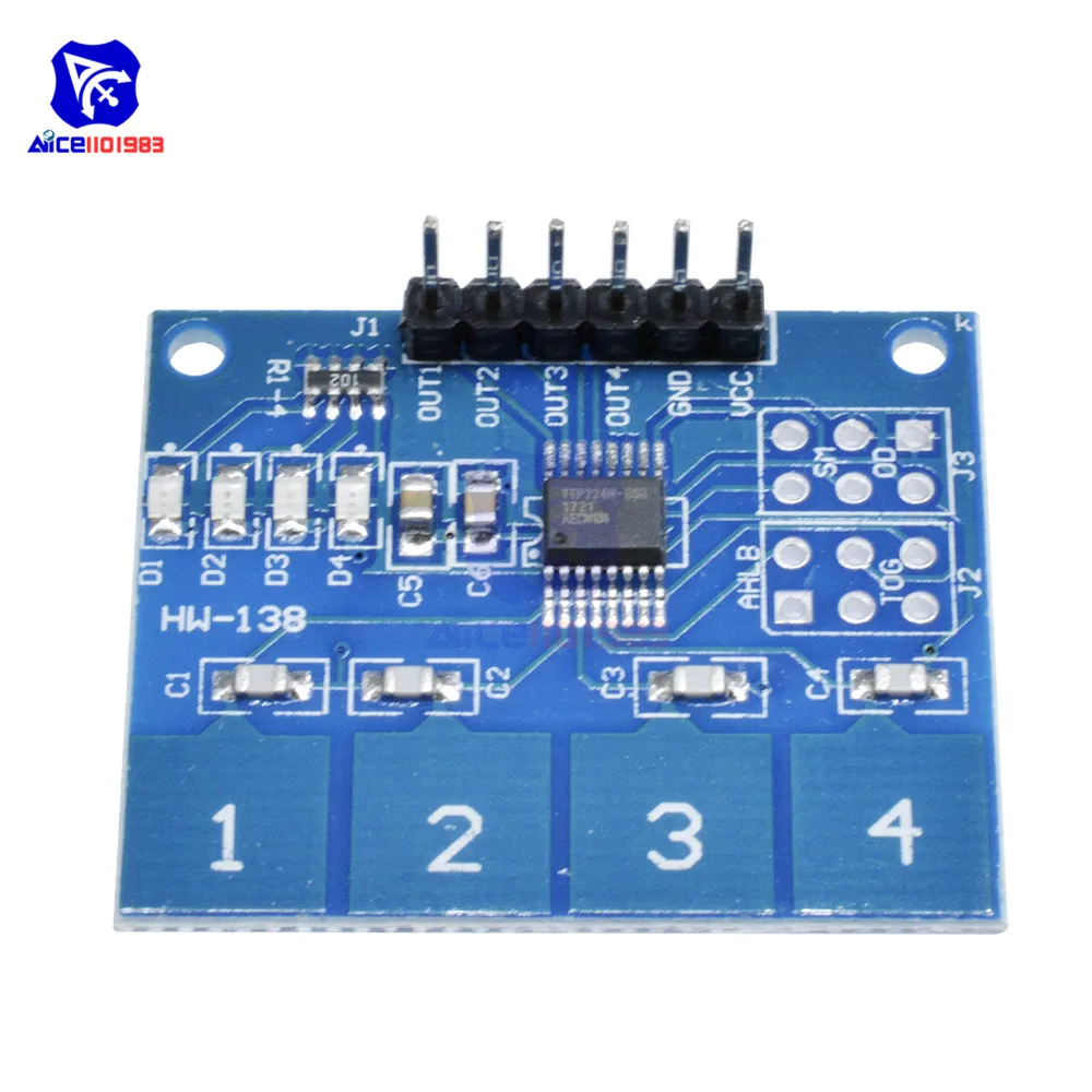 4 клавиши 4-канальный цифровой емкостный сенсорный модуль diymore TTP224 для Arduino |