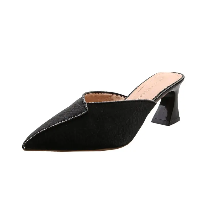 

2021 new fashion pointed suede shallow mouth ladies casual high heels DY1850