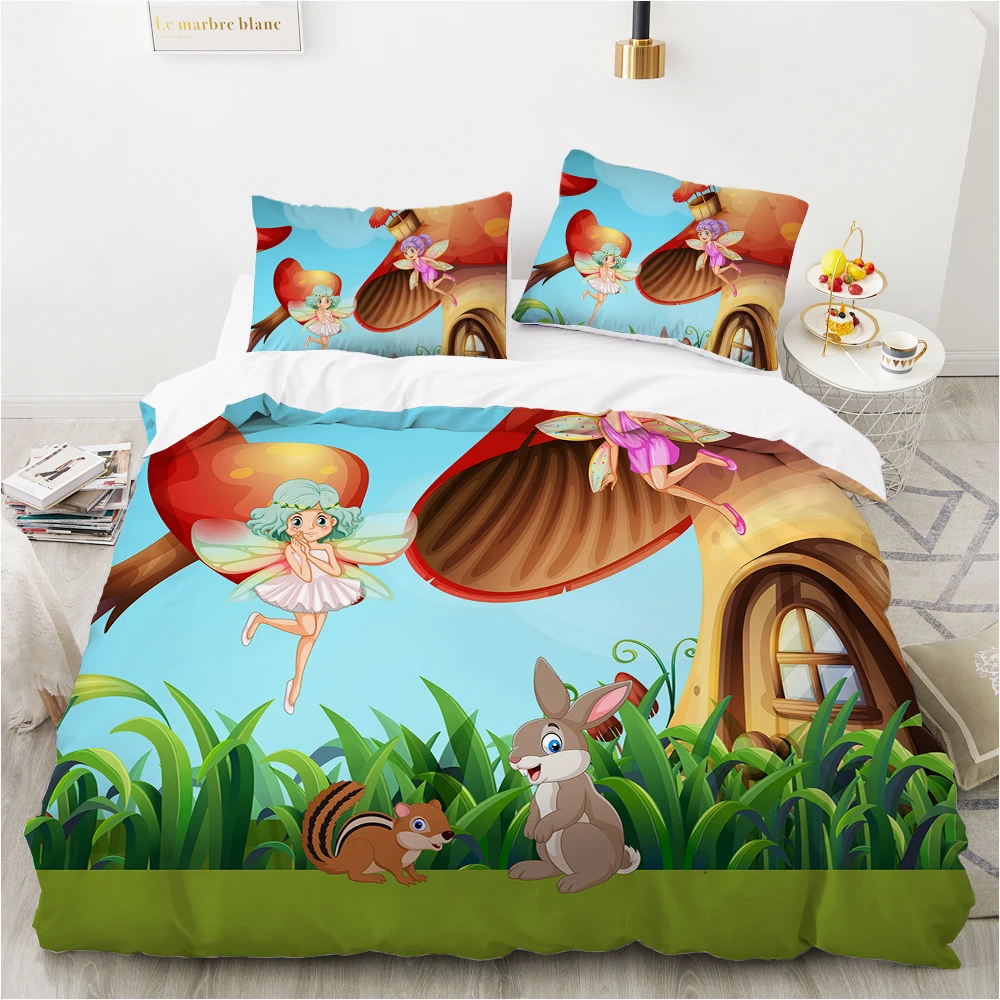 

Комплект детского постельного белья с мультяшным рисунком для маленьких девочек, сказочное односпальное постельное белье 140x200 Twin, Комплект...