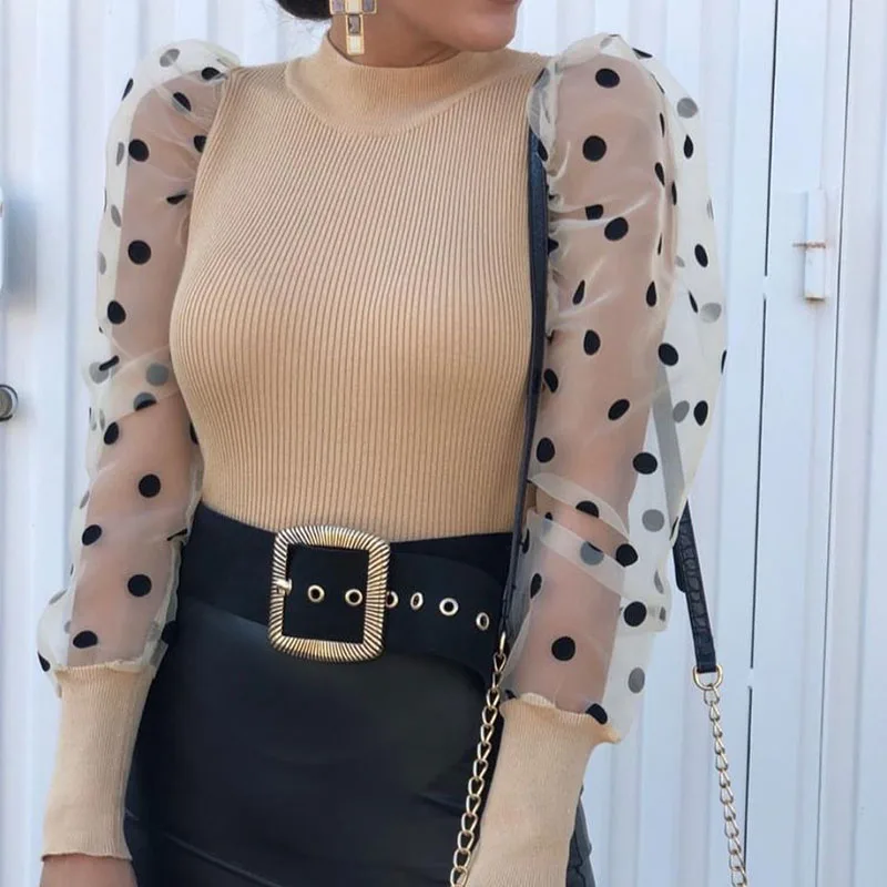 Женские сетчатые прозрачные футболки новинка 2020 элегантные облегающие Топы в