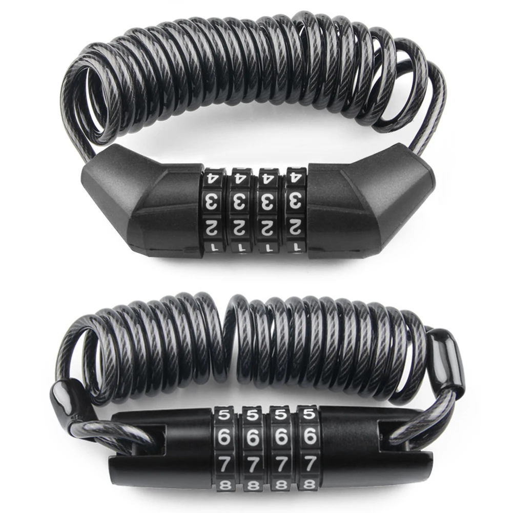 

Mini 4-Digit Code Portable MTB Bike Security Combination Locks Padlock Road Bicycle Helmet Anti-Theft Steel Cable Lock Cycling