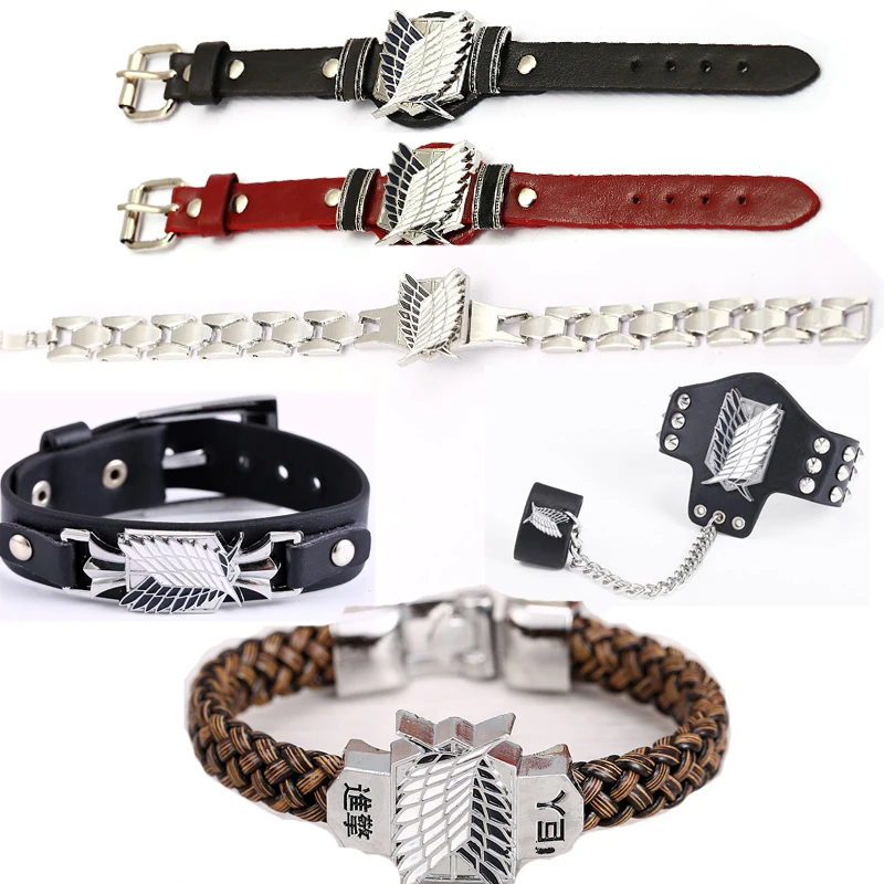 Браслет в стиле аниме атака на кожу для мужчин и женщин | Игрушки хобби