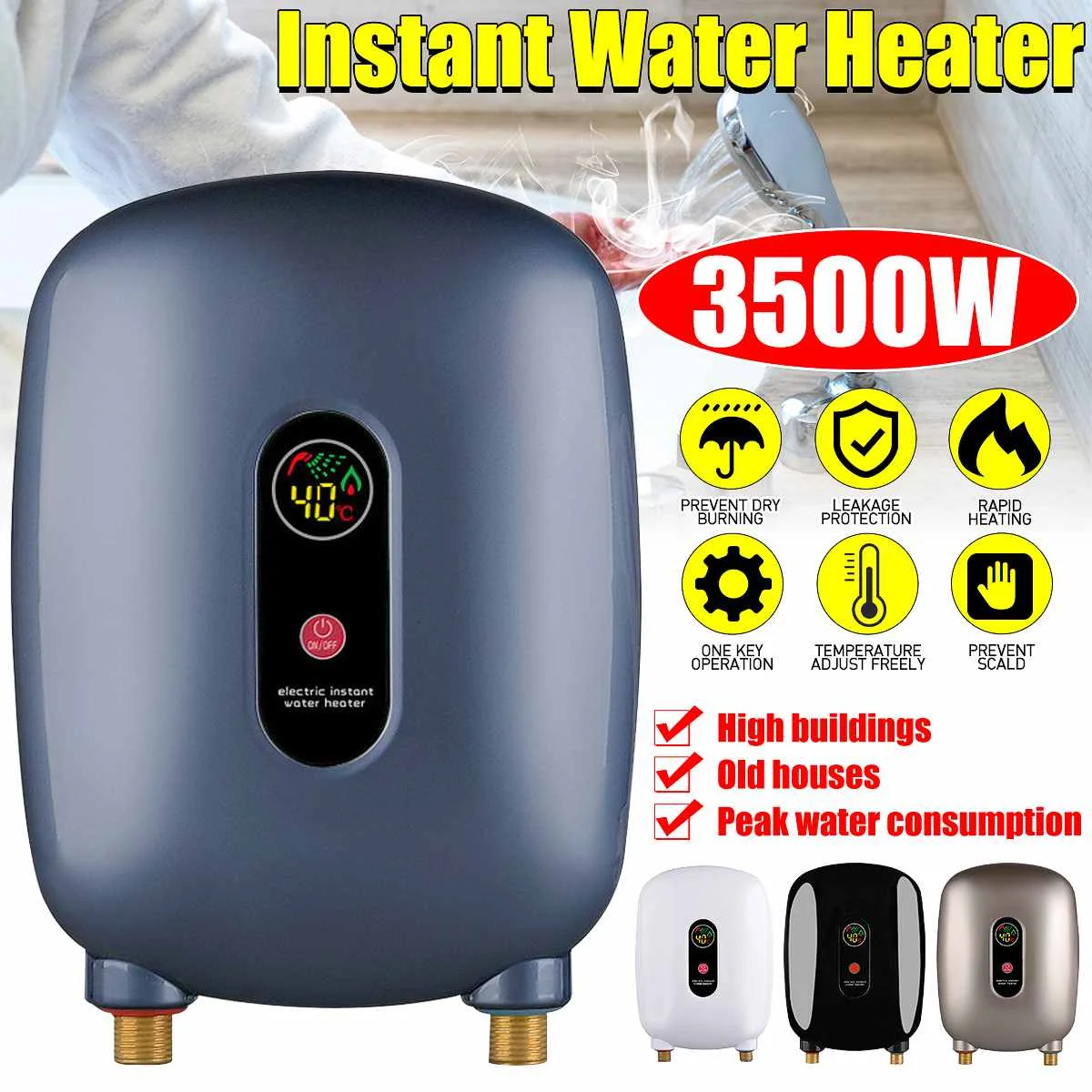 

3500W 110V Electric Water Heater Instant Water Heating High Pressure High building Old house apply Portable Home Water Heaters