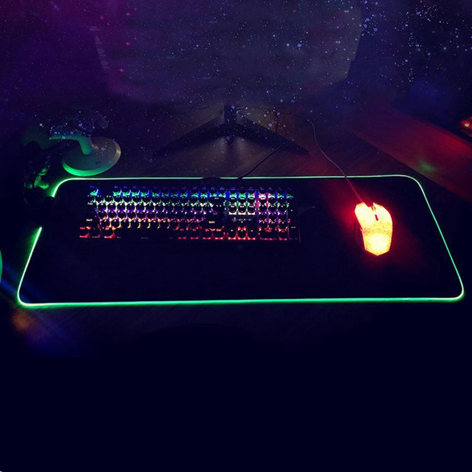 

RGB большой Расширенный игровой коврик для мыши, коврик для ноутбука, компьютера, игровой клавиатуры