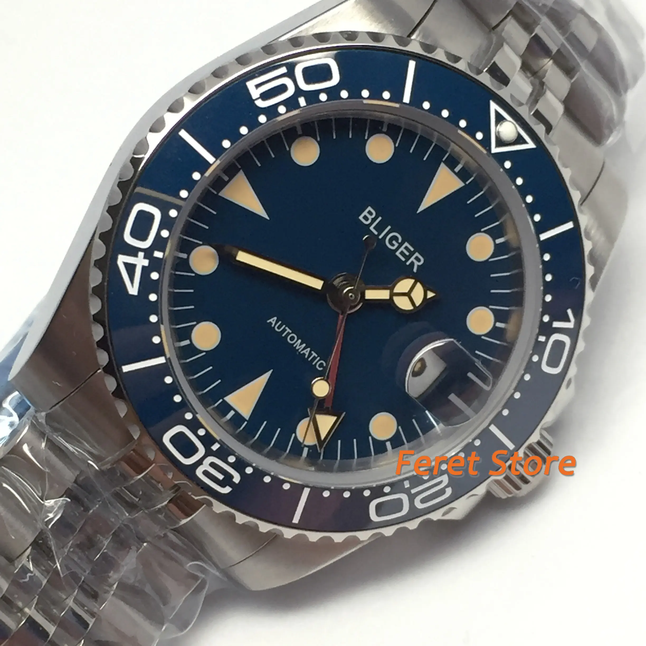 Bliger Новый 40 мм Серебряный чехол верхняя мужская фотография Керамическая рамка