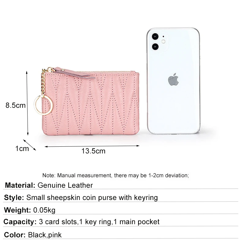 

Coin Purses Luxury Handbags for Women Bags Sheepskin Designer Fashion Ladies Zero Wallet with Card Slots Keyring Change Pouch