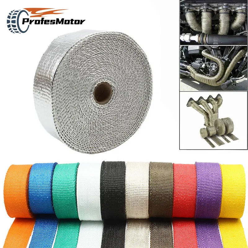 

5cm*5m Car Motorcycle Exhaust Thermal Exhaust Tape Exhaust Heat Tape Wrap Pipe Wrap Shields Manifold Header Insulation Roll