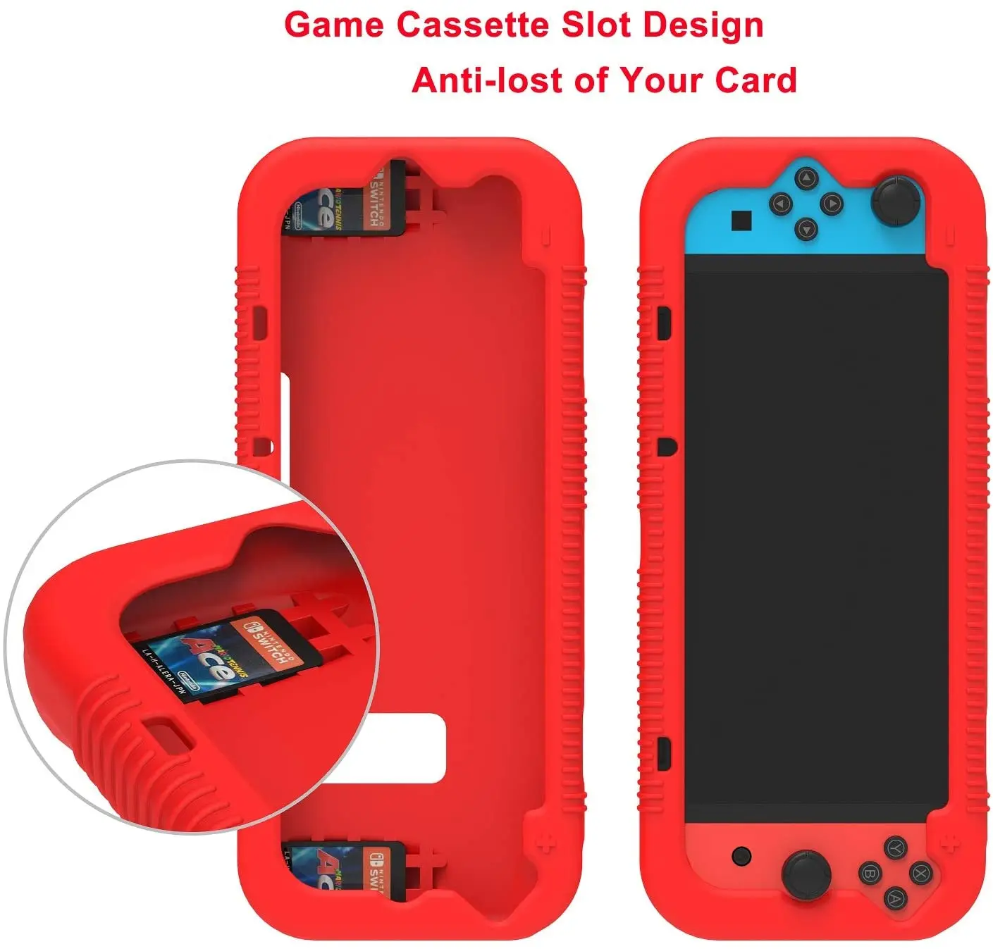 Защитный силиконовый чехол для Nintendo Switch с закаленным стеклом 2 слота хранения