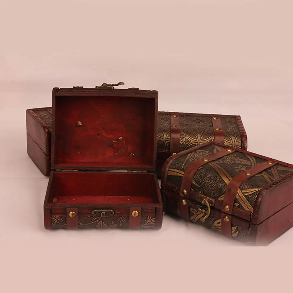 Винтажный Деревянный чехол ручной работы с металлическим замком для хранения