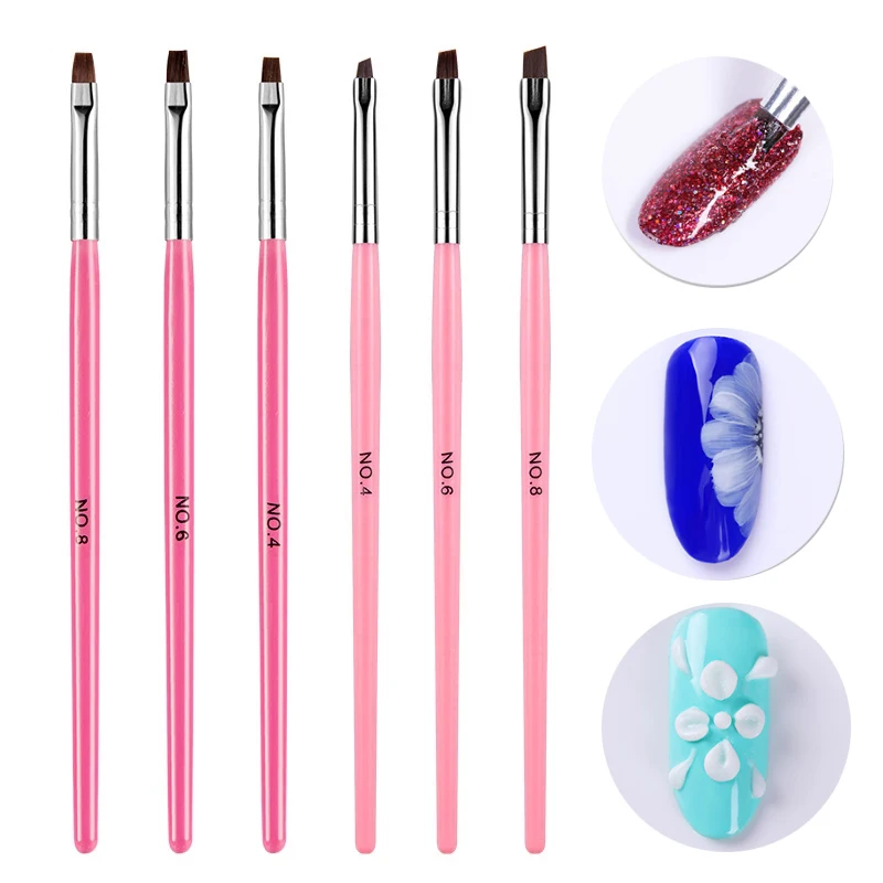 

3Pcs DIY Nail Art Brush UV Gel Polish Acrylic Extension Design Nail Art Tip Eyebrow Inclined Flat Angled Brush Manicure Tool Set