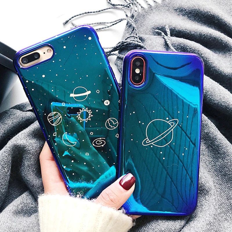 Глянцевый чехол SUYACS для iPhone XR XS Max 6 6S 7 8 Plus X Planet Night Sky мягкий накладка телефона