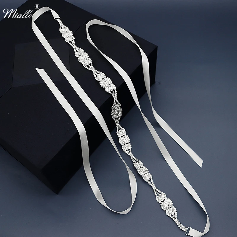 

Miallo Bridal Belt Rhinestone for Women Wedding Accessories Fashion Prom Dress Belts Crystal Ivory White Strass Bride Sash Gifts