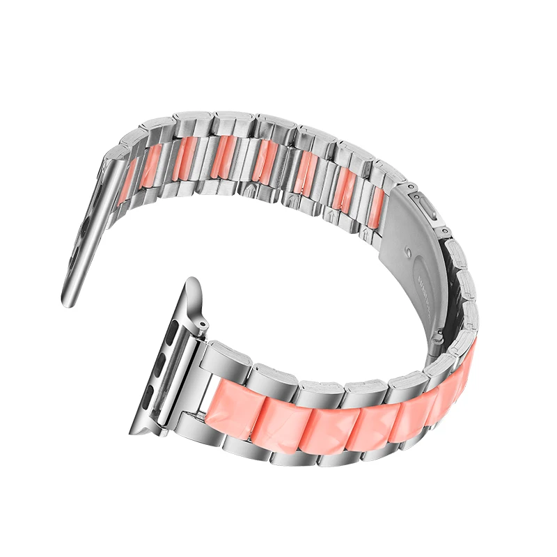 Ремешок из нержавеющей стали и смолы для Apple Watch Band 40 мм 44 38 42 металлический