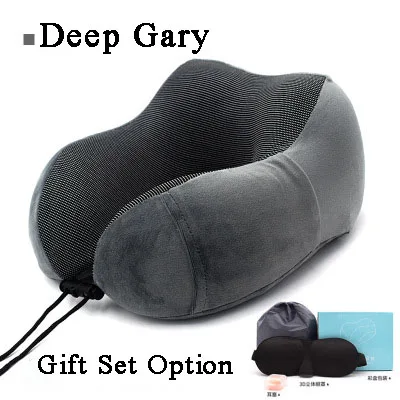 Deep Gray Gift U-образная Подушка с эффектом памяти, u-образная Подушка с логотипом на заказ, Воздушная Магнитная тканевая подушка для путешествий, подушка для шеи - Цвет: Deep Gray Gift