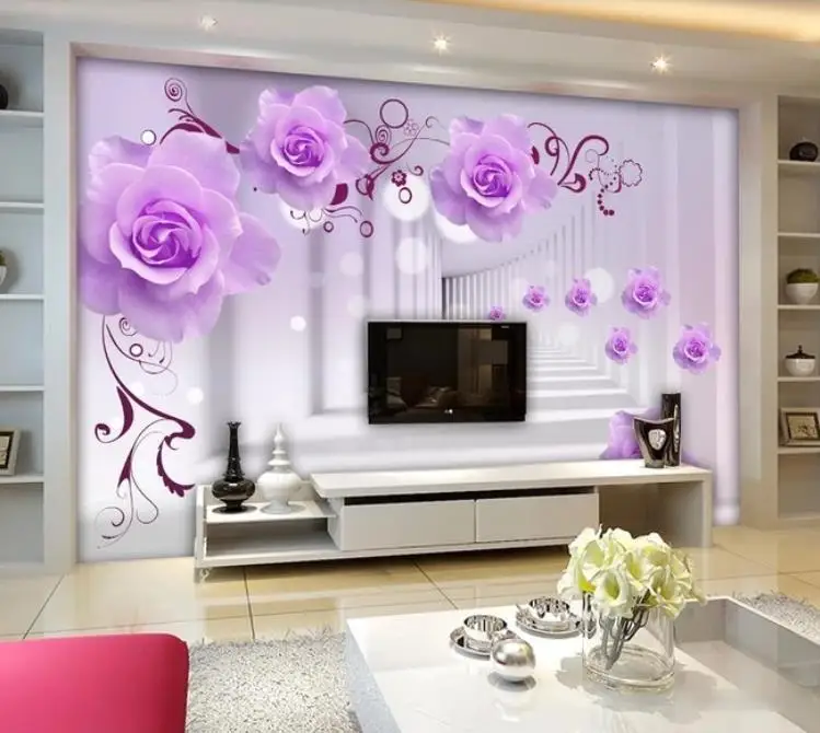 

Fantasy Purple Rose 3D Stereo Wallpaper 3D photo living room wallpaper Mural wallpaper For walls TV backdrop Decor