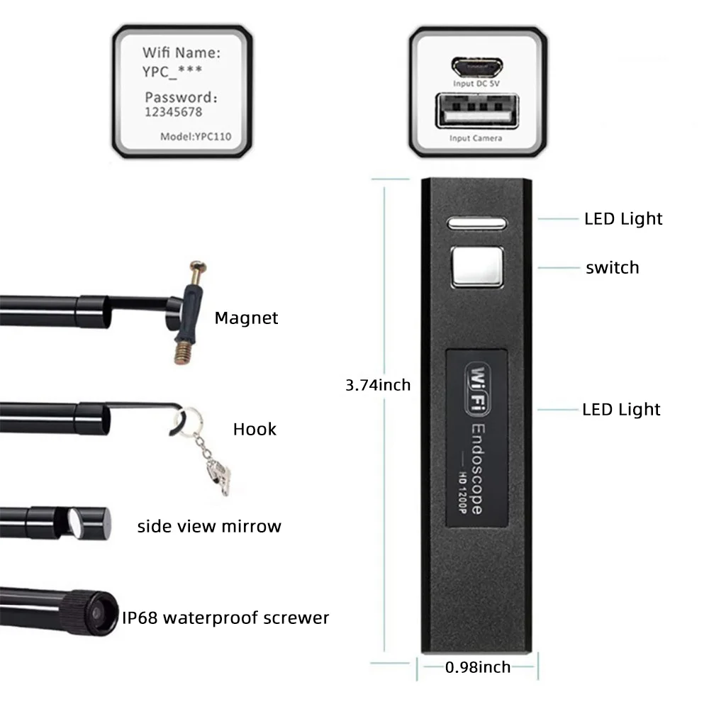Фото Usb-камера-эндоскоп с Usb-портом и поддержкой Wi-Fi Безопасность защита Usb-камера-эндоскоп с Usb-портом и поддержкой Wi-Fi Безопасность защита