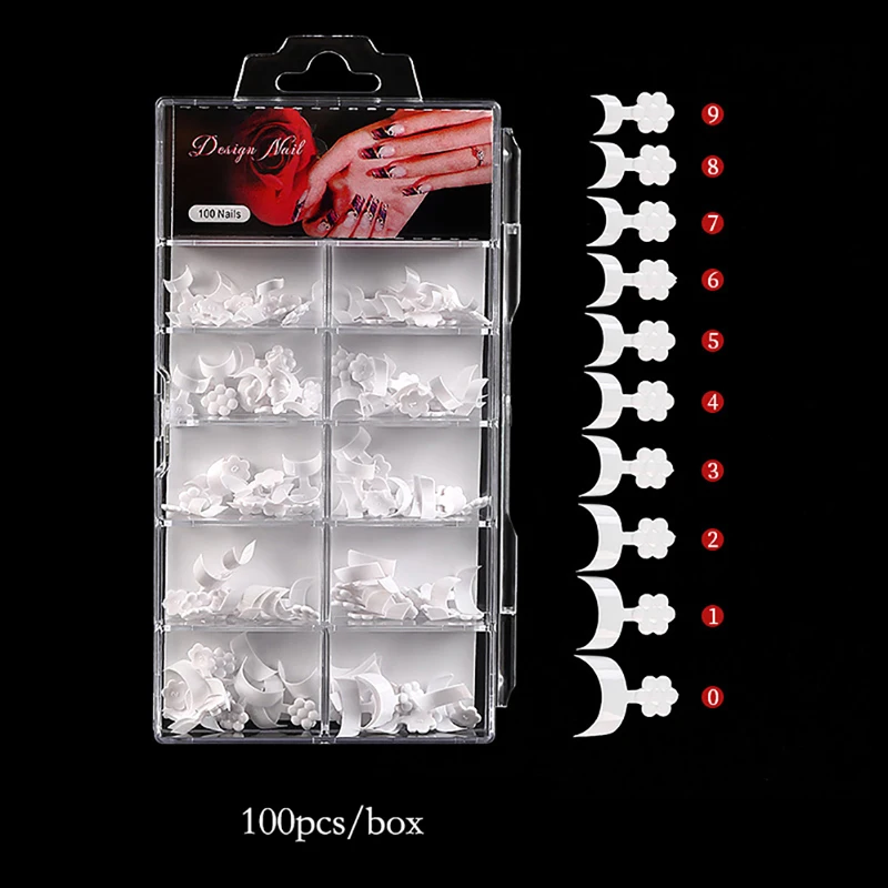 

Acrylic Nail Tips Fake Nails White Crescent Shape Half Cover Nails Salon Tools