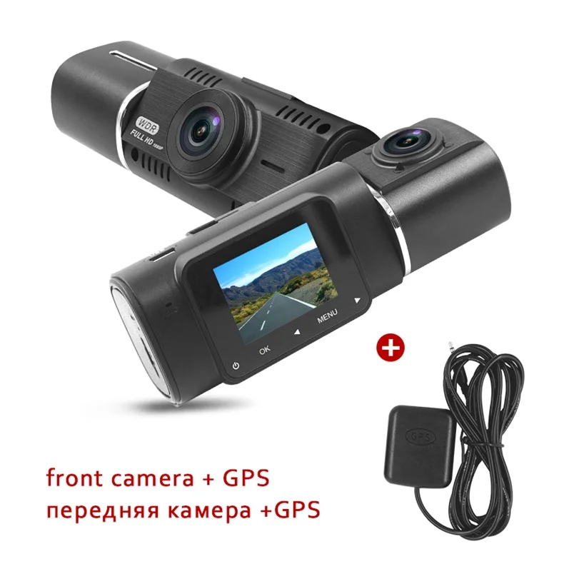 Add GPS logger Автомобильный видеорегистратор 1," Full HD 1080P Dashboard двойной объектив видеорегистратор для автомобиля видеорегистратор 170 градусов видеокамера Dashcam ночного видения - Название цвета: Add GPS logger
