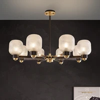 new chinese full copper pendant lamp living room restaurant study bedroom chandelier light luxury creative glass chandeliers