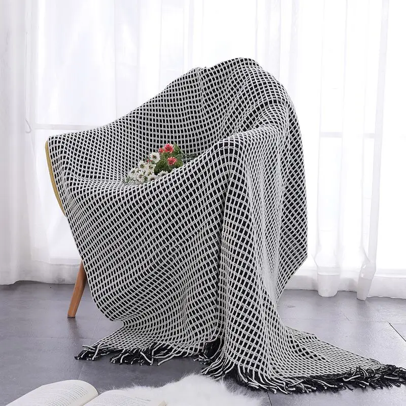 Battilo легкий вафельный плетение Коренастый вязаный диван пледы одеяло темно-синий