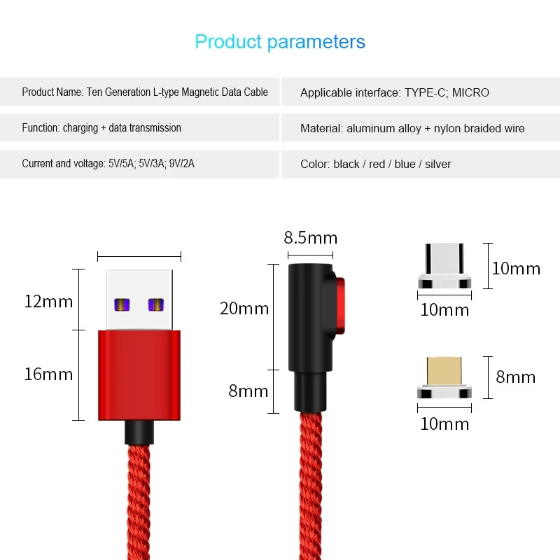 Магнитный кабель Micro USB кабель 90 DegreeType C Быстрая зарядка Кабо Для samsung S8 S9 huawei P20 P30 USB C Microusb зарядный шнур