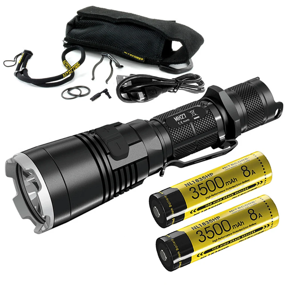NITECORE MH27 многофункциональная вспышка CREE XP-L HI V3 max 1000 лм зарядка через usb красный зеленый синий дальность луча 462 м фонарик