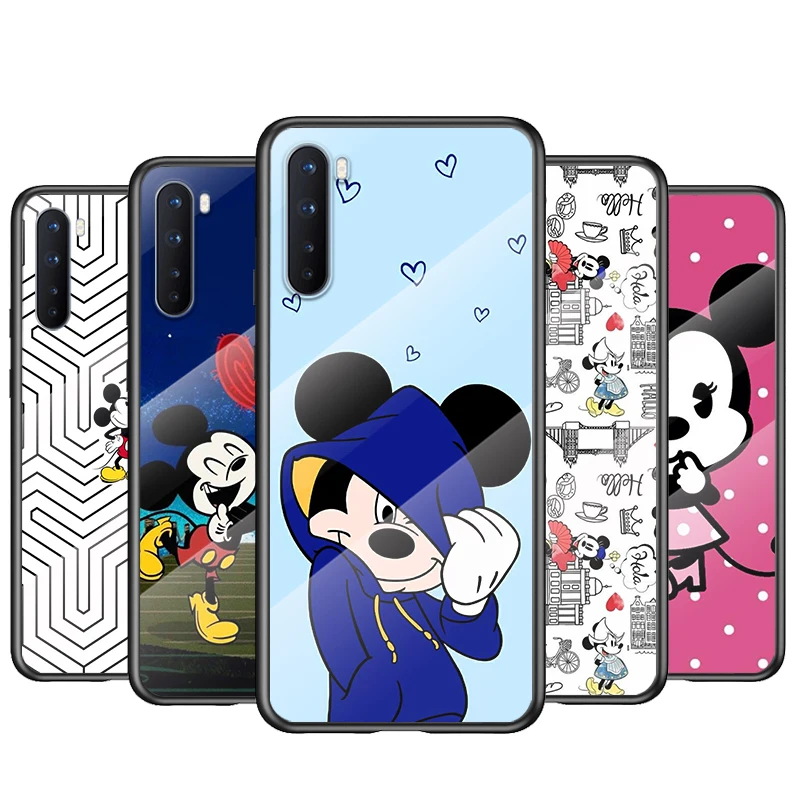 

Tempered Glass Cover Luxury Shell Mickey Mouse Love For Oneplus 9R 9 8T 8 Nord Z 7T 7 Pro 5G Shockproof Phone Case