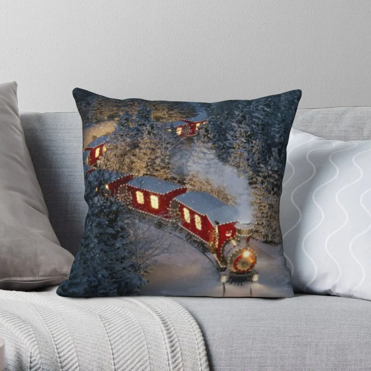 Рождественский квадратный Чехол-Подушка из полиэстера и льна | Дом сад