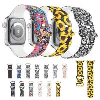 bands for apple watch band 40mm 38mm 41mm 42mm 44mm 45mm silicone pattern printed floral bands for iwatch series 76543 strap