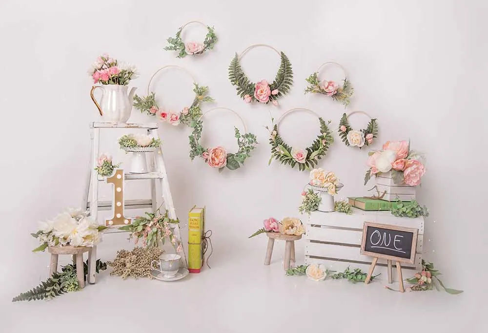 

Фон для фотографий день рождения с первого цветка ребенок Фотография баннер, 2 материала, много размер на выбор.