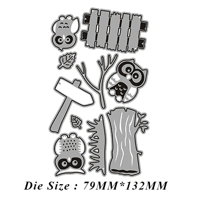 

Owl and tree stump Metal Cutting Dies for DIY Scrapbooking Photo Album Decorative Embossing PaperCard Crafts Die2020