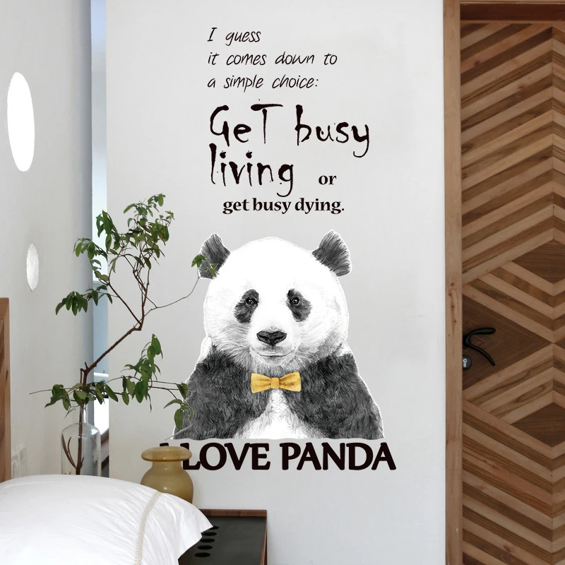 Виниловые фотообои с надписью I LOVE PANDA|Наклейки на стену| |