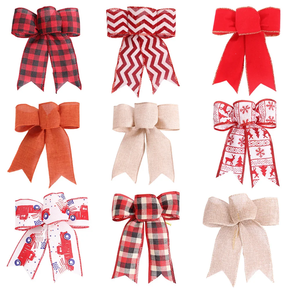 

50pcs Linen Christmas Bow Christmas Tree Decoration Bow Home Decorations 2021 NEW