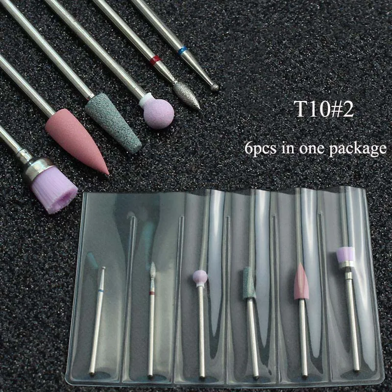 T10-2 ERUIKA, набор сверл для ногтей 9 типов, фреза для маникюра, электрическая машина, роторные биты, инструменты для чистки кутикулы, аксессуары для педикюра - Цвет: T10-2
