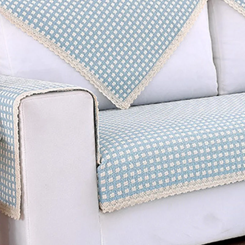 Одноцветный Хлопковый чехол для дивана гостиной с принтом в клетку