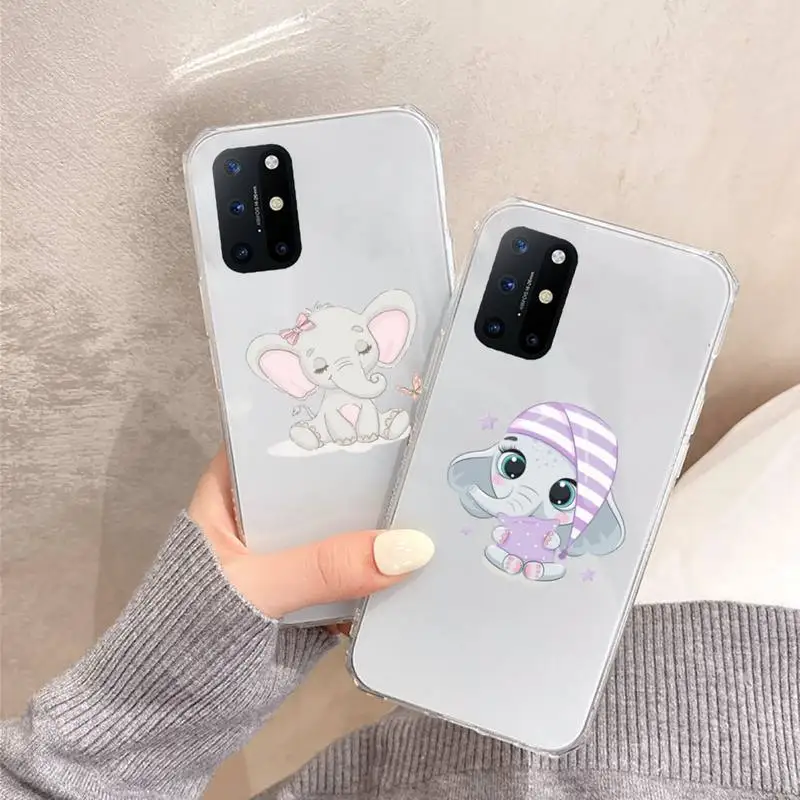 

Cute hippo cartoon Elephant Phone Case Transparent for OnePlus 7 9 8 t pro
