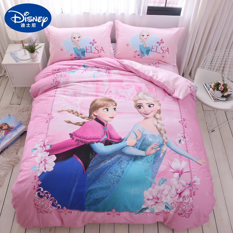 

Disney 3D Printed Bedding Set Frozen Princess Elsana Girls Bedroom Decoration Down Duvet Quilt Cover Pillowcase Home Spin
