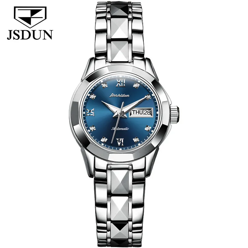 

JSDUN Women Watch Luminous Waterproof Automatic mechanical Fashion imported movement tungsten steel Watch For Women Lover Gift